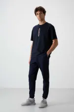 Tommylife Toptan Comfort Fit Nakışlı Erkek Jogger Eşofman Alt 82123 İndigo