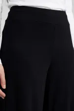 Tommylife Wholesale Black Comfort Fit Wide Leg Corset Palazzo Women's Trousers - 94681 Tommylife Wholesale Black Comfort Fit Wide Leg Corset Palazzo Women's Trousers - 94681