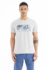 Tommylife Wholesale Oscar Crew Neck Standard Fit Printed Men's T-Shirt 88226 Grey Melange