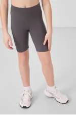 Tommylife Toptan Pamuklu Kısa Paça Standart Fit Basic Kız Çocuk Tayt 75188 Koyu Gri