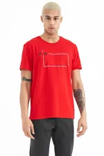Tommylife Wholesale Otis Crew Neck Standard Fit Printed Men's T-Shirt 88228 Red
