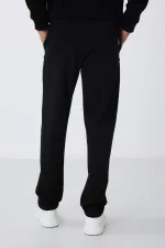 Tommylife Toptan Dar Kalıp Klasik Paça Erkek Eşofman Alt 84669 Siyah