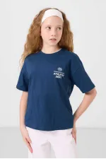 Tommylife Wholesale Cotton Crew Neck Oversize Fit Basic Girls' T-Shirt 75178 Parliament