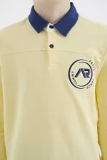 Tommylife Wholesale Waiter Size Polo Collar Standard Fit Basic Boys' Sweatshirt 11172 Yellow