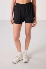 Short Tommylife en polyester, coupe standard, poche cachée, fermeture éclair, legging intégré - 91015 Noir