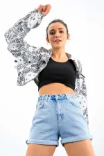 Débardeur court sans manches bleu marine Tommylife, coupe ajustée, col en U, pour femme - 97162