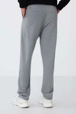 Pantalon de survêtement Tommylife Wholesale Gris chiné à cordon de serrage et poches, coupe classique standard, jambes longues - 84682