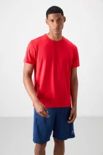 Tommylife Toptan O Yaka Standart Kalıp Aktif Spor Erkek T-Shirt 88388 Kırmızı