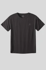 Tommylife Toptan Koyu Gri O Yaka Basic Battal Büyük Beden Kadın T-Shirt - 97308