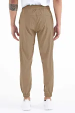 Tommylife Wholesale Beige Men's Basic Sweatpants with Pockets, Drawstring, Comfortable Fit, Elasticated Hem - 84826