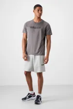 Tommylife Toptan O Yaka Standart Kalıp Aktif Spor Erkek T-Shirt 88385 Koyu Gri