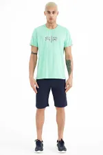 Tommylife Wholesale Boris Crew Neck Standard Fit Printed Men's T-Shirt 88206 Aqua Green