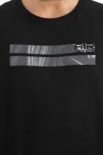 Tommylife Toptan Peter O Yaka Standart Kalıp Baskılı Erkek T-Shirt 88204 Siyah