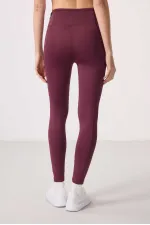 Tommylife Toptan Polyester Esnek Standart Fit Performans Kadın Tayt - 94667 Bordo