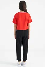 Tommylife Toptan Fiesta Renkli Yazı Baskılı O Yaka Oversize  Kısa Kollu Kız Çocuk T-Shirt - 75111