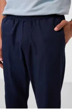 Pantalon chino extensible léger, coupe standard, tissé, Tommylife Wholesale, bleu marine, référence 82177