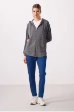 Sweat-shirt tunique oversize à capuche et texture douce Tommylife pour femme - 97302 Gris foncé