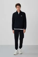 Tommylife Toptan Herbert Standart Kalıp Dik Yaka Erkek Eşofman Takım 85233 Lacivert