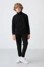 Ensemble de survêtement en polaire à col montant Tommylife Wholesale Serverer Boy, noir, référence 11218