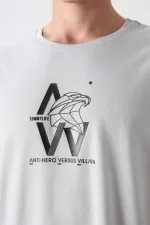 Tommylife Wholesale Crew Neck Oversize Printed Men's T-Shirt 88332 Stone