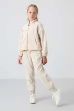 Tommylife Toptan 7-15 Yaş Jogger Standart Kalıp Kız Çocuk Eşofman Alt 75155 Bej