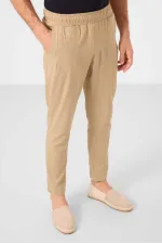 Pantalon chino extensible léger, coupe standard, tissé, Tommylife Wholesale, beige foncé, référence 82177