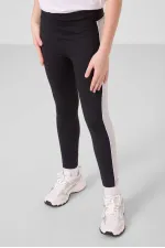 Ensemble de leggings Tommylife Wholesale pour filles, col rond, rayures latérales, coupe standard, performance, blanc et noir, réf. 75191