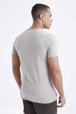 Tommylife Toptan V Yaka Standart Kalıp Basic Erkek T-Shirt 87912 Koyu Bej