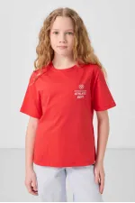 Tommylife Toptan Pamuklu O Yaka Oversize Fit Basic Kız Çocuk T Shirt 75178 Fiesta