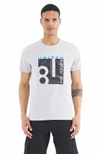 Tommylife Wholesale George Crew Neck Standard Fit Printed Men's T-Shirt 88220 Grey Melange