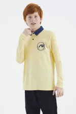 Tommylife Wholesale Waiter Size Polo Collar Standard Fit Basic Boys' Sweatshirt 11172 Yellow