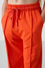 Pantalon de survêtement Tommylife Wholesale pour filles de 7 à 15 ans, coupe standard, jambes larges, référence 75144, orange.