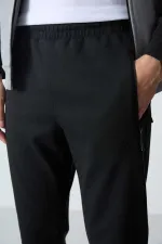 Tommylife Toptan Rahat Kalıp Dik Yaka Klasik Paça Erkek Eşofman Takımı 85113 Gri Melanj - Siyah