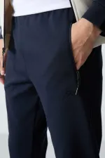 Tommylife Toptan Rahat Kalıp Dik Yaka Klasik Paça Erkek Eşofman Takımı 85113 Bej - Lacivert