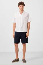 Short chino extensible léger, coupe standard, en denim bleu marine Tommylife Wholesale 81289