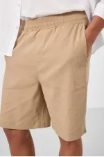 Short chino extensible léger, coupe standard, tissé, Tommylife Wholesale, beige foncé, référence 81289