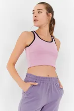 Débardeur court rose basique sans manches à col en U pour femme Tommylife Wholesale - 97162