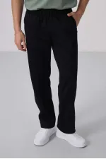 Pantalon Palazzo texturé coupe standard pour homme Tommylife en gros 82171 Noir