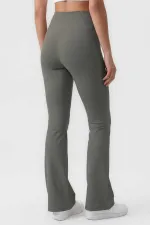 Leggings de sport évasés Tommylife Wholesale, kaki, taille haute, souples et performants pour femmes - 94686