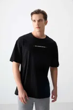 Tommylife Toptan O Yaka Oversize Baskılı Erkek T-Shirt 88358 Siyah