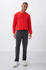 Pantalon de survêtement Tommylife Wholesale Anthracite chiné, coupe classique, poches et cordon de serrage - 84682