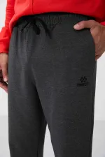 Pantalon de survêtement Tommylife Wholesale Anthracite chiné, coupe classique, poches et cordon de serrage - 84682