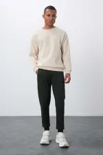 Sweat-shirt basique pour homme Tommylife Wholesale, col rond, coupe décontractée, couleur beige, référence 88418