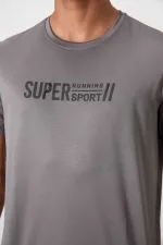 Tommylife Toptan O Yaka Standart Kalıp Aktif Spor Erkek T-Shirt 88385 Koyu Gri