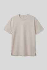 T-shirt homme beige Tommylife Wholesale, coupe confortable, souple et respirant - 88495