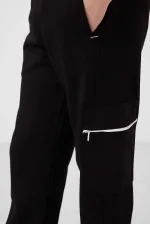 Tommylife Toptan O Yaka Baskılı Lastik Paça Kargo Cepli Kız Çocuk Eşofman Takım 75173 Beyaz Siyah