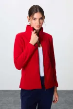 Ensemble de survêtement en polaire Tommylife Wholesale pour femme, coupe classique, col montant, taille oversize, rouge et marine (réf. 95339).