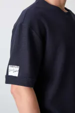 Tommylife Toptan O Yaka Oversize Basic Erkek T-Shirt 88339 Lacivert