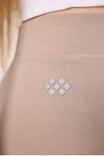 Leggings basiques Tommylife en coton, coupe standard, jambes courtes, pour filles, réf. 75188, beige foncé