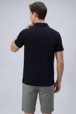 T-shirt polo bleu marine Tommylife pour homme, coupe confortable, texture douce - 88496